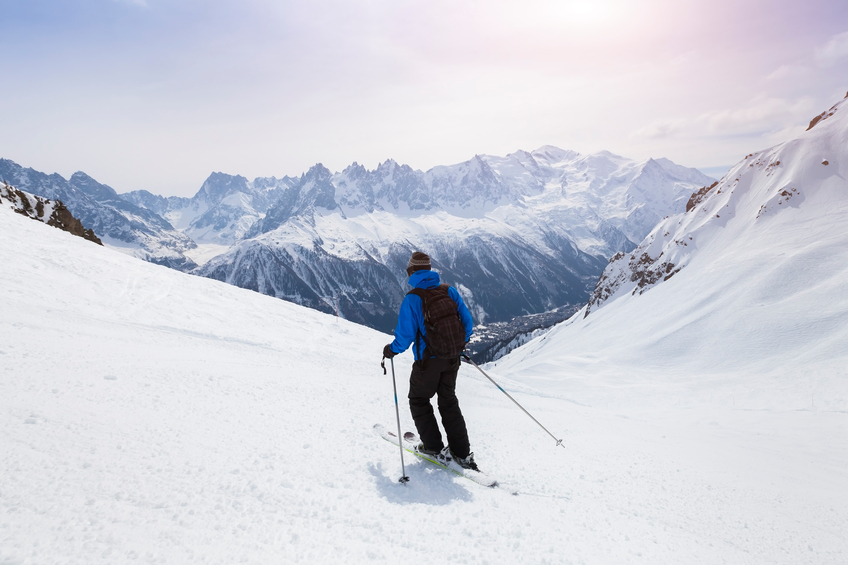 Skiing in Chamonix Valley, France