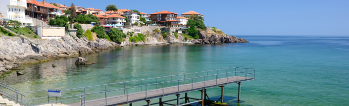 Black Sea coast in ancient town of Sozopol in Bulgaria