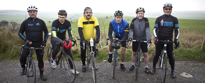 Men on bicycles