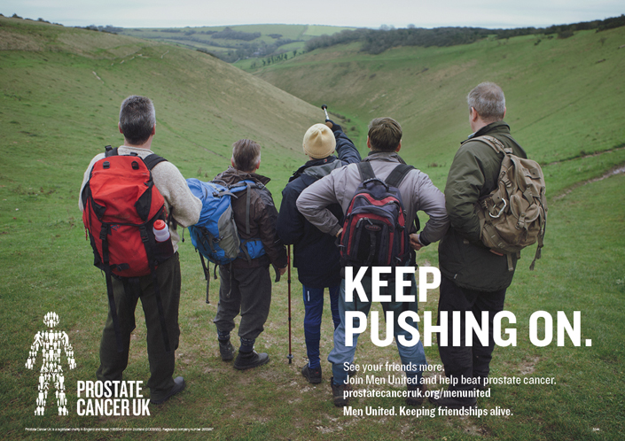 Campaign poster of group of hikers