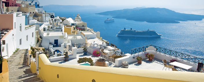 Greece, village overlooking the sea