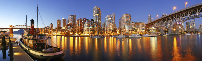 Night view of sea and city