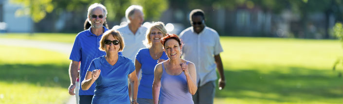 Mature group running