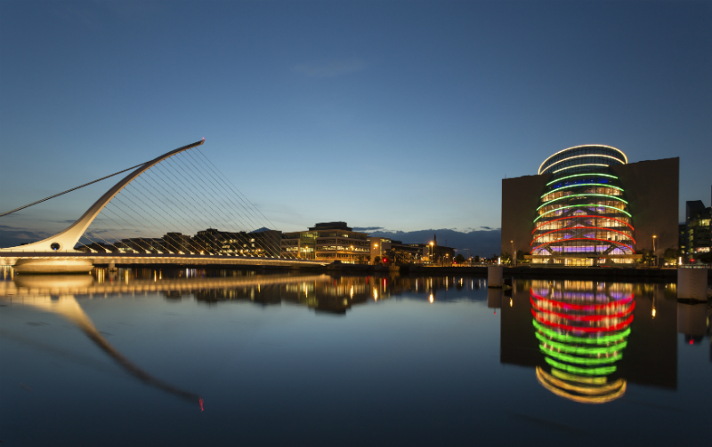 Samuel Beckett Bridge and convention sector Dublin