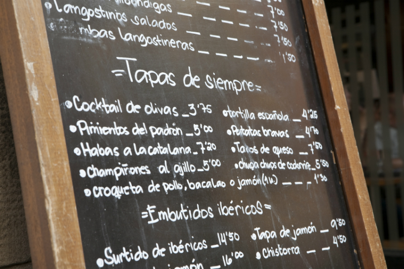 Tapas Menu