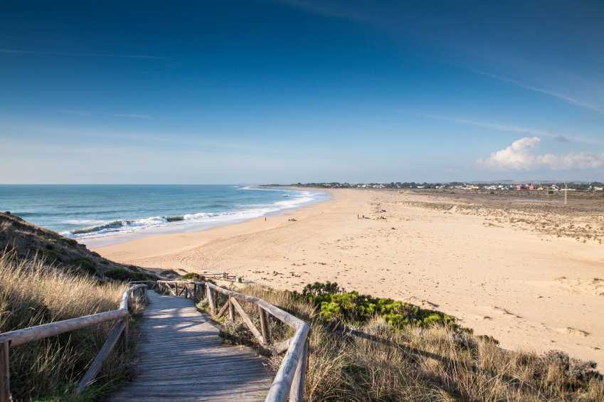 A view of the walk onto a beach on the Costa de la luz