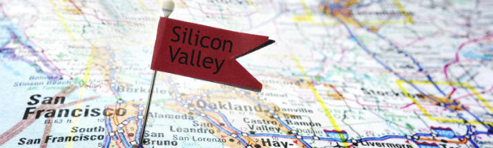 Silicon Valley on a map of the USA
