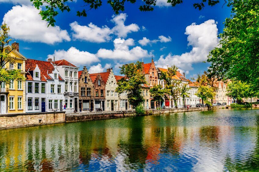 Houses on river, Bruges, Belgium