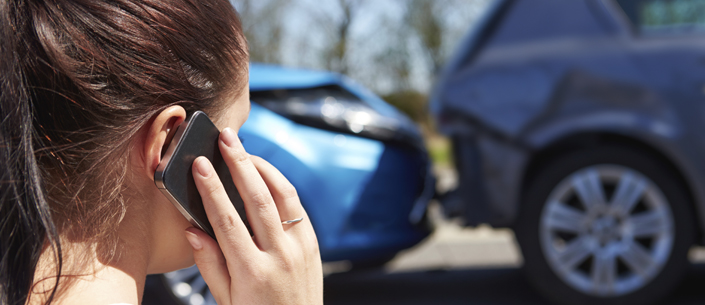 On the phone following a car accident