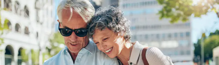 Mature couple looking at a city map