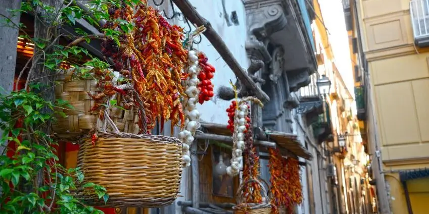 vegetables hanging in street in Sorrento-Italy