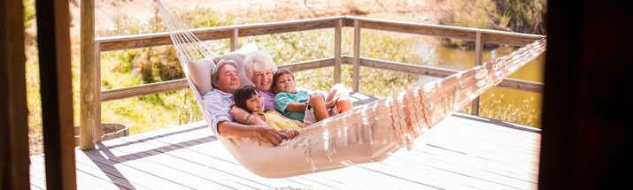 Grandparents enjoying quiet time with grandchildren