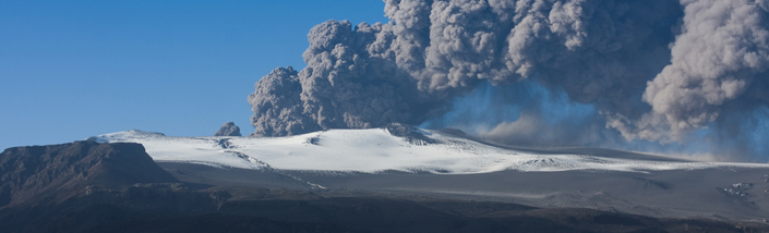 The disruptive ash cloud emerging from an Icelandic volcano