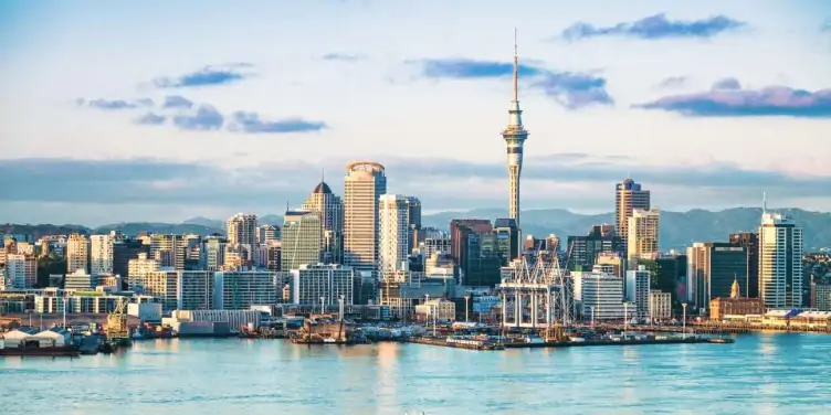 Auckland city skyline over the harbour 