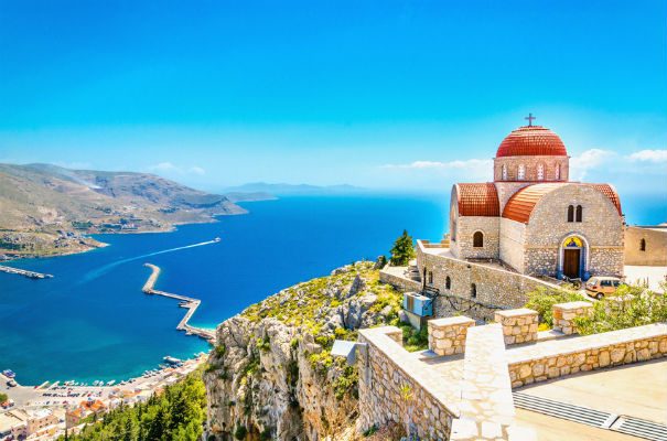 Crete church overlooking the sea, Greece