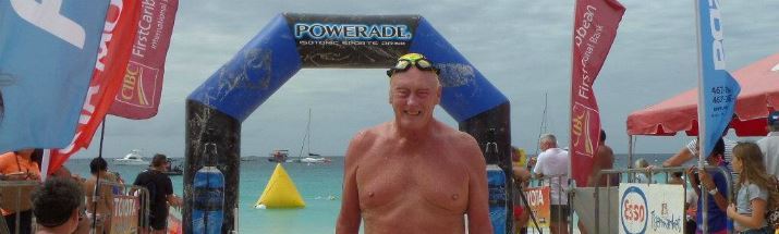 David Reasons finishes his swim race