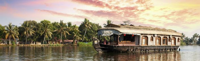 Houseboat on kerala badwaters, kerala, india