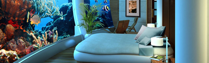 A view of a room in Poseidon Under Sea Resort in Fiji