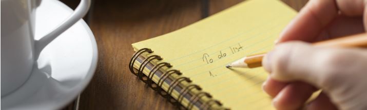 Writing a to do list, getting organized
