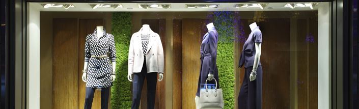 Mannequins in store window