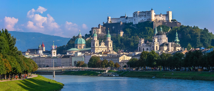 A view of Hohensalzburg Castle in Salzburg. Austria