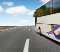 Close up of coach driving down a motorway