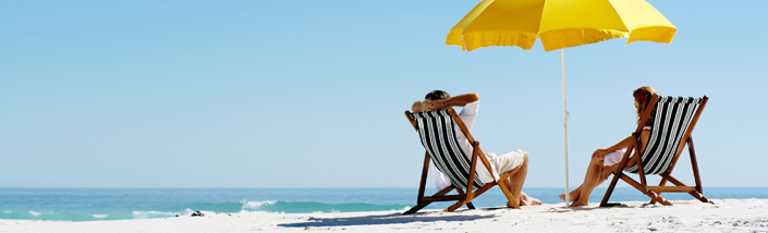 Deckchairs on a beach