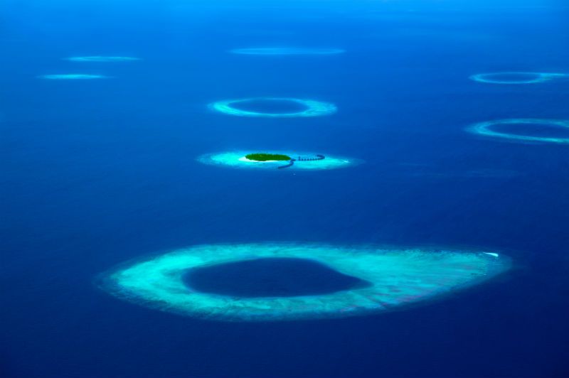 Islands in the Maldives from above