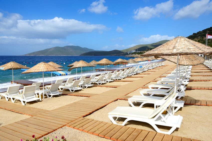 Row of beach loungers Bodrum