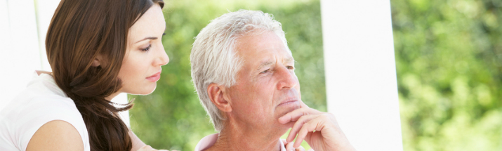 Mature man trying to remember something