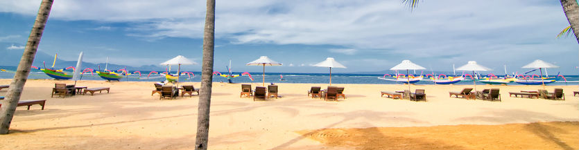Sun loungers on a beach
