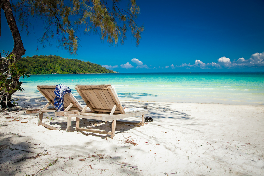 Beautiful turquoise beach on Koh Rong Samloem in Cambodia.