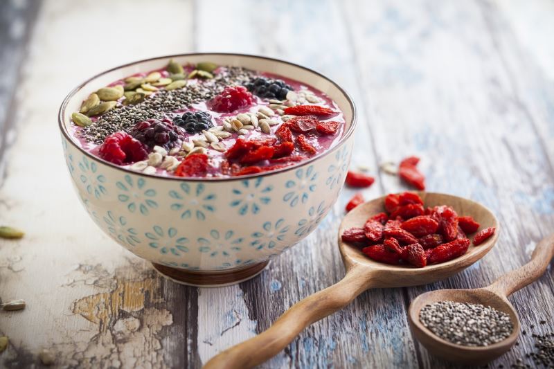 porridge with fruit and seeds