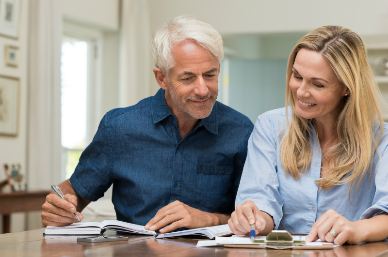 Mature couple budgeting