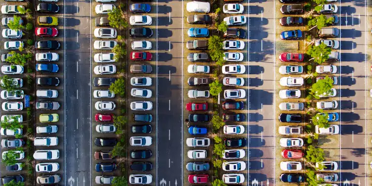 an image of an airport car park from above