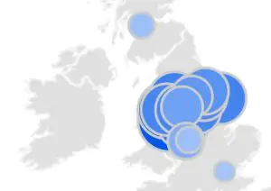 Manchester airport parking searches from a wide region around the UK, Source google trends