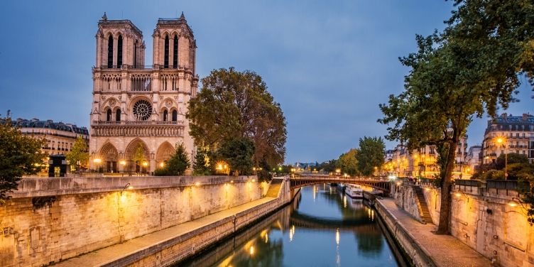 Notre Dame and the Seine at night