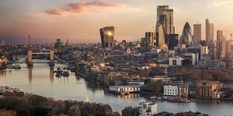 The skyline of London city with Tower Bridge