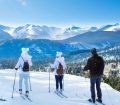 family skiing