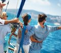 family on cruise ship in the sunshine
