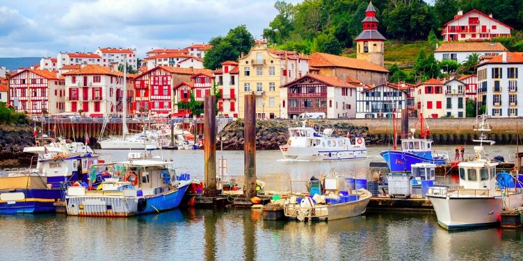 colourful Basque houses in port of Saint-Jean-de-Luz