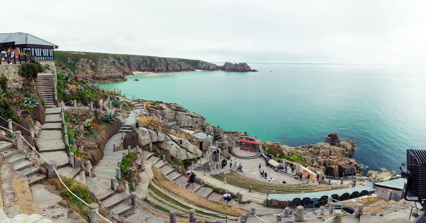 Minach Theatre, Porthcurno overlooking sea