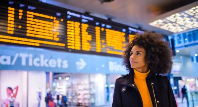 Woman waiting in airport