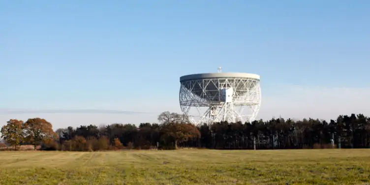 an image of Jodrell Bank Radio Telescope, part of the Jodrell Bank Observatory World Heritage Site in Cheshire