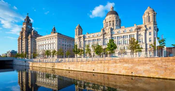 an image of Pier Head in Liverpool, part of the Liverpool - Maritime Mercantile City, a World Heritage Site