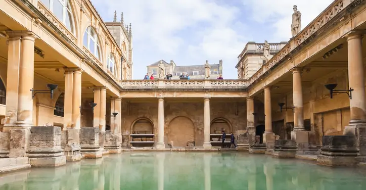 an image of Roman baths in the City of Bath, a World Heritage Site in Somerset