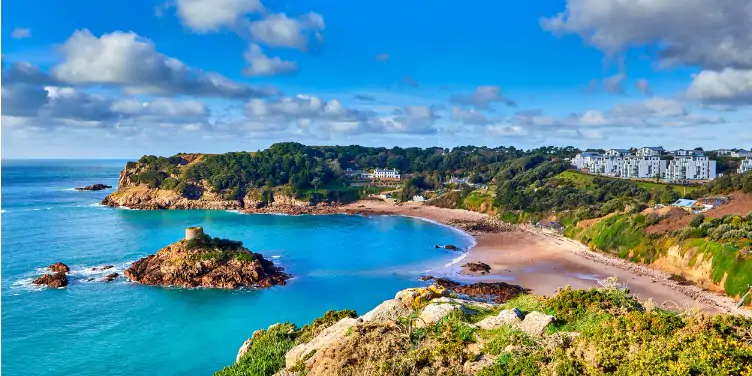 Portelet Bay and beach view in Jersey