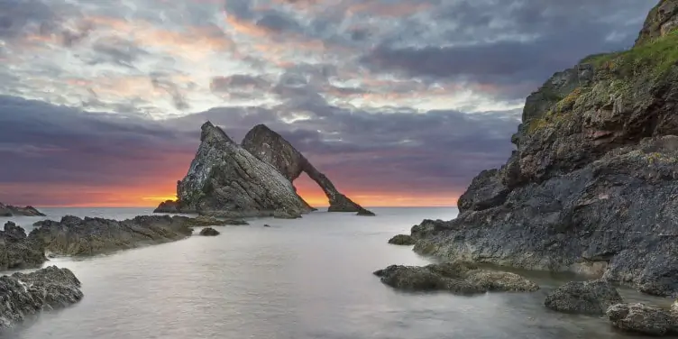 Bow Fiddle Rock at sunrise in Portknockie