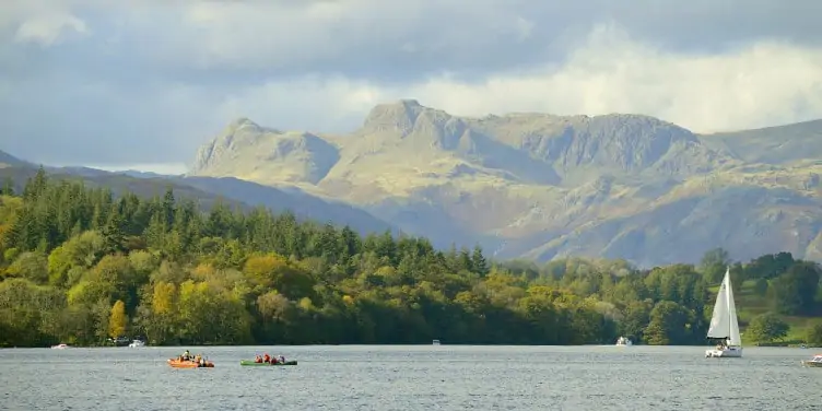 View of Lake Windermere and Langdale Pikes