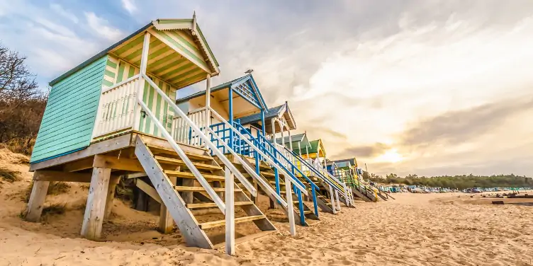 Colourful beach huts in Norfolk